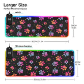 Colorful Paw Wireless Charging Mouse Pad for Mobile Phone Extra Large Gaming Mousepad with 13 Lighting Modes Mouse Mat for Gaming MacBook PC Laptop Desk Home Office